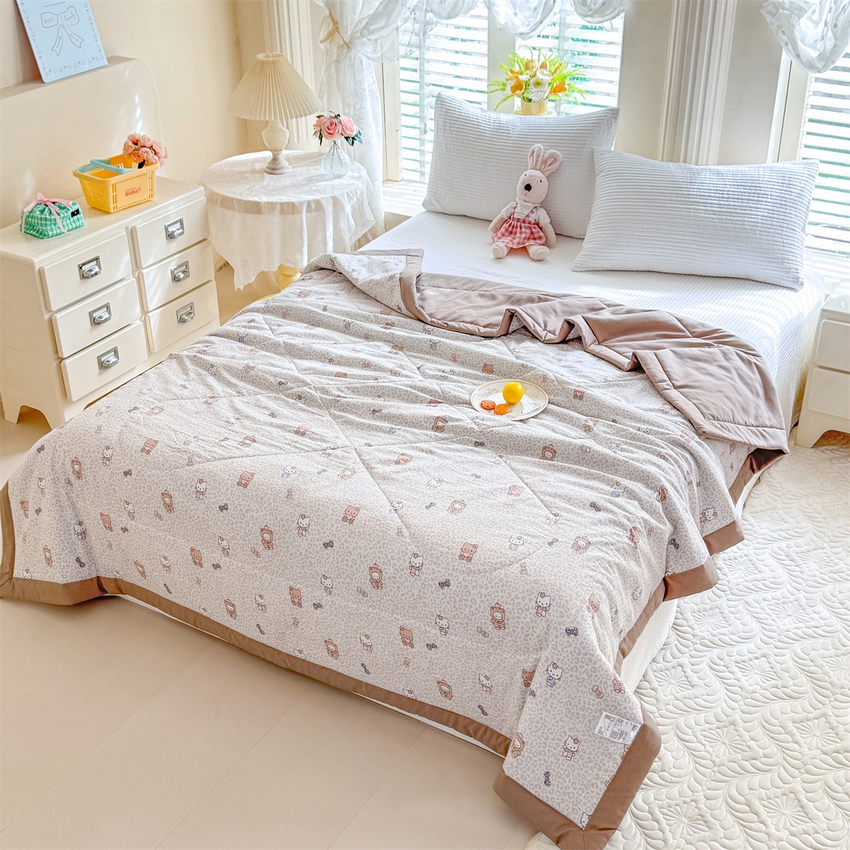 91家纺网 家纺一手货源 找家纺 优贝家纺 2026新款水洗棉云朵棉双层纱手包边抗菌夏凉被空调被 被子被芯 童年回忆