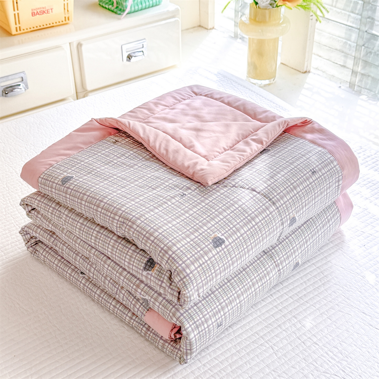 91家纺网 家纺一手货源 找家纺 优贝家纺 2026新款水洗棉云朵棉双层纱手包边抗菌夏凉被空调被 被子被芯 绅士熊