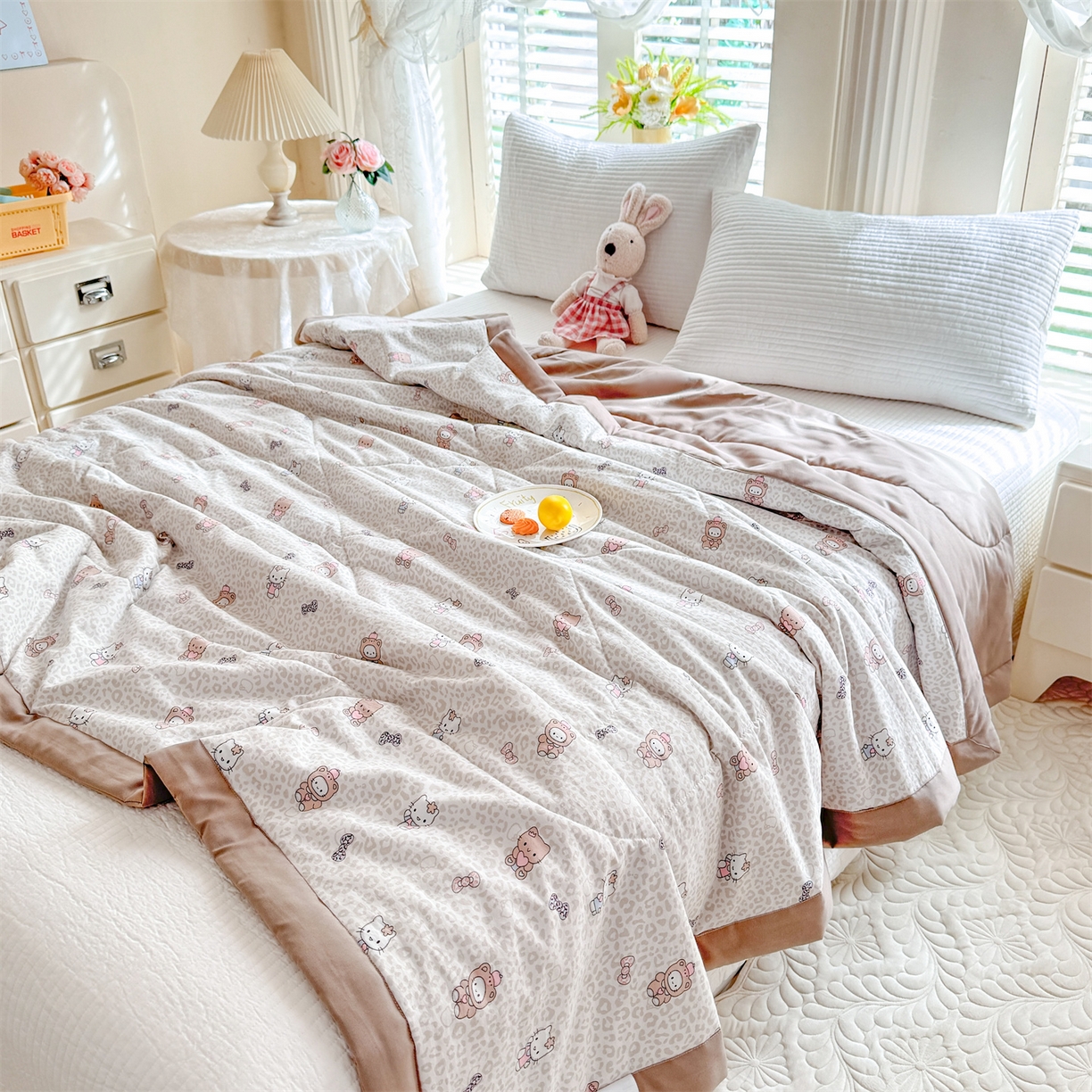 91家纺网 家纺一手货源 找家纺 优贝家纺 2026新款水洗棉云朵棉双层纱手包边抗菌夏凉被空调被 被子被芯 童年回忆