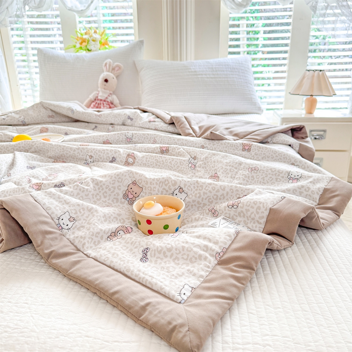 91家纺网 家纺一手货源 找家纺 优贝家纺 2026新款水洗棉云朵棉双层纱手包边抗菌夏凉被空调被 被子被芯 童年回忆