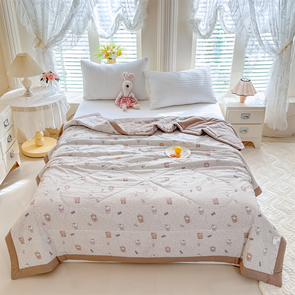 91家纺网 家纺一手货源 找家纺 优贝家纺 2026新款水洗棉云朵棉双层纱手包边抗菌夏凉被空调被 被子被芯 童年回忆