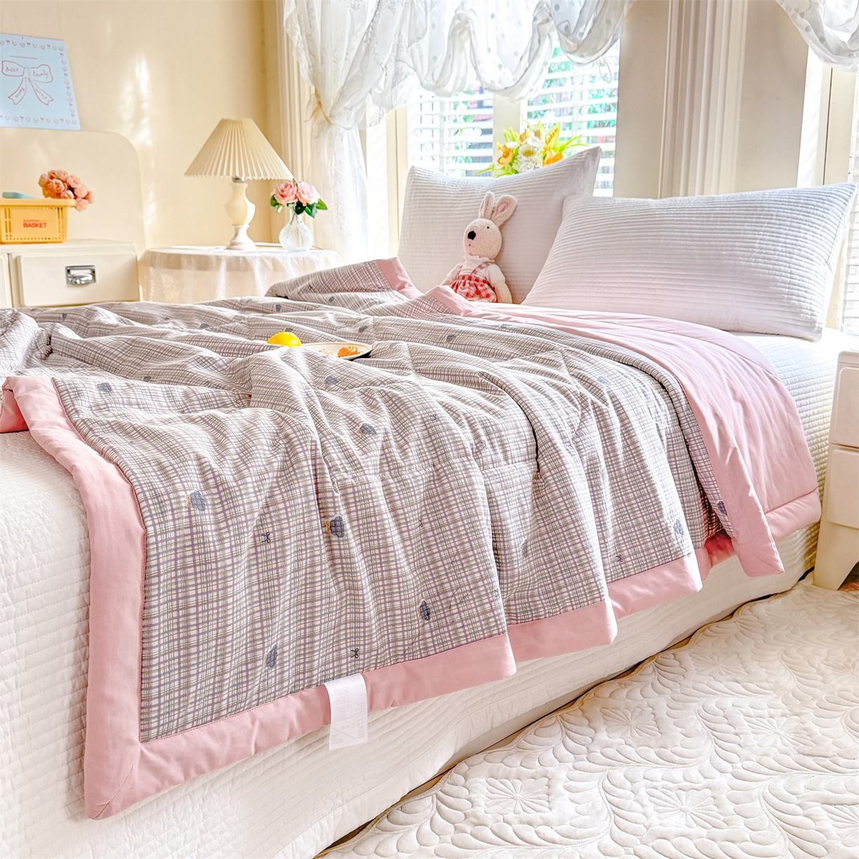 91家纺网 家纺一手货源 找家纺 优贝家纺 2026新款水洗棉云朵棉双层纱手包边抗菌夏凉被空调被 被子被芯 绅士熊