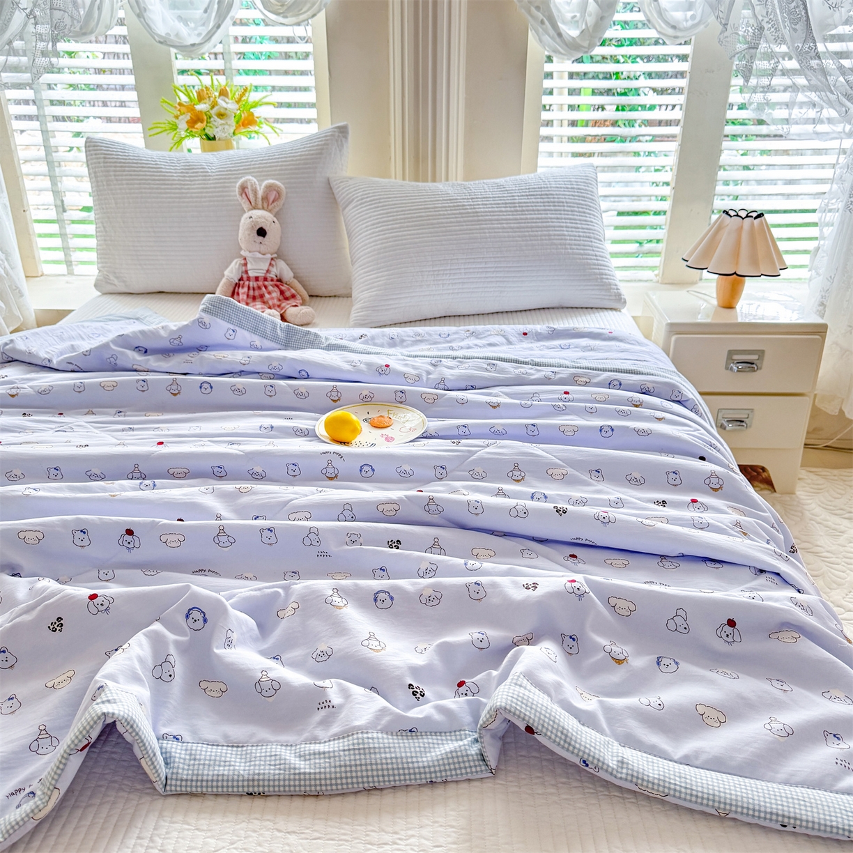 91家纺网 家纺一手货源 找家纺 （总）优贝家纺 2026新款水洗棉云朵棉双层纱手包边抗菌夏凉被空调被 被子被芯