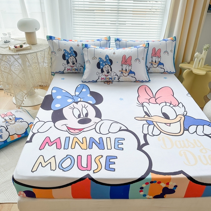 91家纺网 家纺一手货源 找家纺 一电 2026新款卡通磨毛床笠单品床笠单件-第一批 彩虹米妮