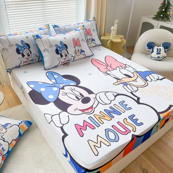 91家纺网 家纺一手货源 找家纺 一电 2026新款卡通磨毛床笠单品床笠单件-第一批 彩虹米妮