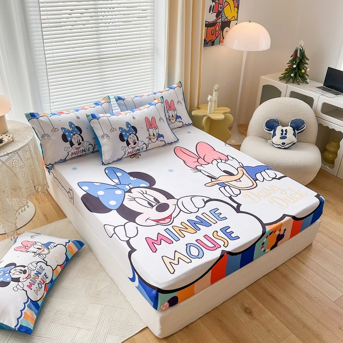 91家纺网 家纺一手货源 找家纺 一电 2026新款卡通磨毛床笠单品床笠单件-第一批 彩虹米妮