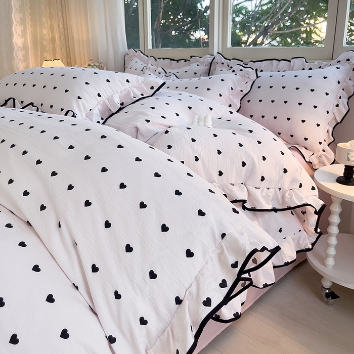 91家纺网 家纺一手货源 找家纺 （总）绘萱家居 2026直播爆款云感皱皱纱双层纱皱皱棉花边四件套印花水洗棉