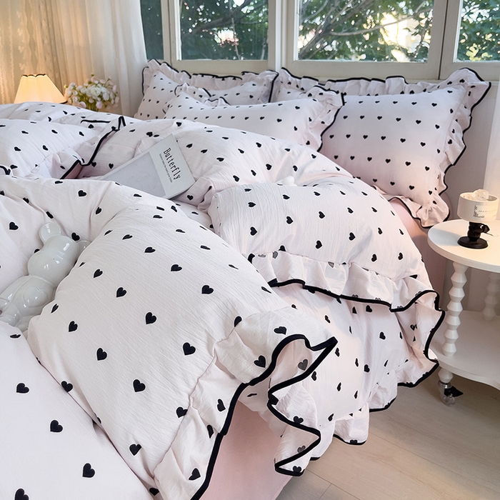 91家纺网 家纺一手货源 找家纺 （总）绘萱家居 2026直播爆款云感皱皱纱双层纱皱皱棉花边四件套印花水洗棉