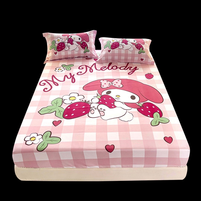 91家纺网 家纺一手货源 找家纺 一电 2026新款卡通磨毛床笠单品床笠单件-第一批 草莓美乐蒂