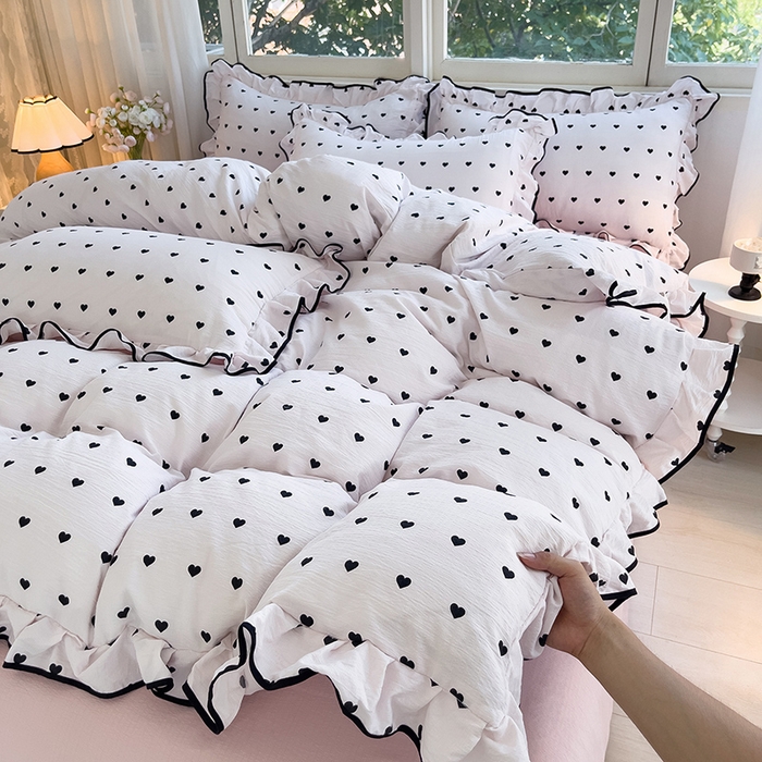 91家纺网 家纺一手货源 找家纺 （总）绘萱家居 2026直播爆款云感皱皱纱双层纱皱皱棉花边四件套印花水洗棉