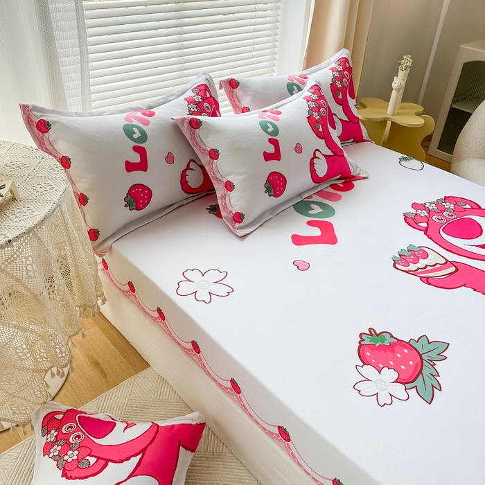 91家纺网 家纺一手货源 找家纺 一电 2026新款卡通磨毛床笠单品床笠单件-第一批 花边熊