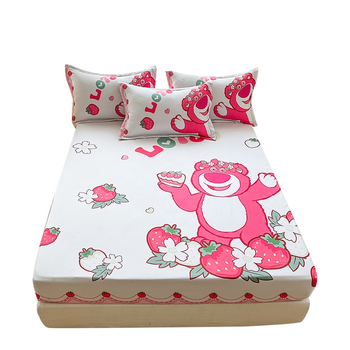 91家纺网 家纺一手货源 找家纺 一电 2026新款卡通磨毛床笠单品床笠单件-第一批 花边熊