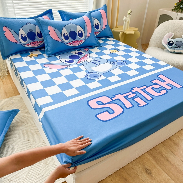 91家纺网 家纺一手货源 找家纺 一电 2026新款卡通磨毛床笠单品床笠单件-第一批 蓝格史迪仔