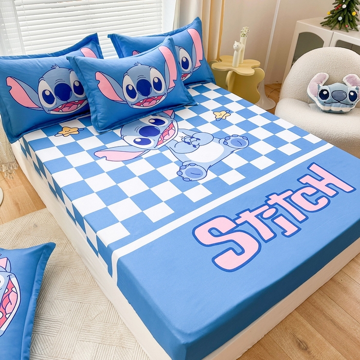 91家纺网 家纺一手货源 找家纺 一电 2026新款卡通磨毛床笠单品床笠单件-第一批 蓝格史迪仔