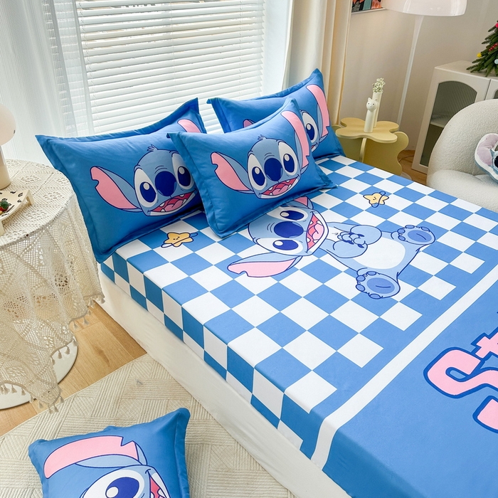 91家纺网 家纺一手货源 找家纺 一电 2026新款卡通磨毛床笠单品床笠单件-第一批 蓝格史迪仔