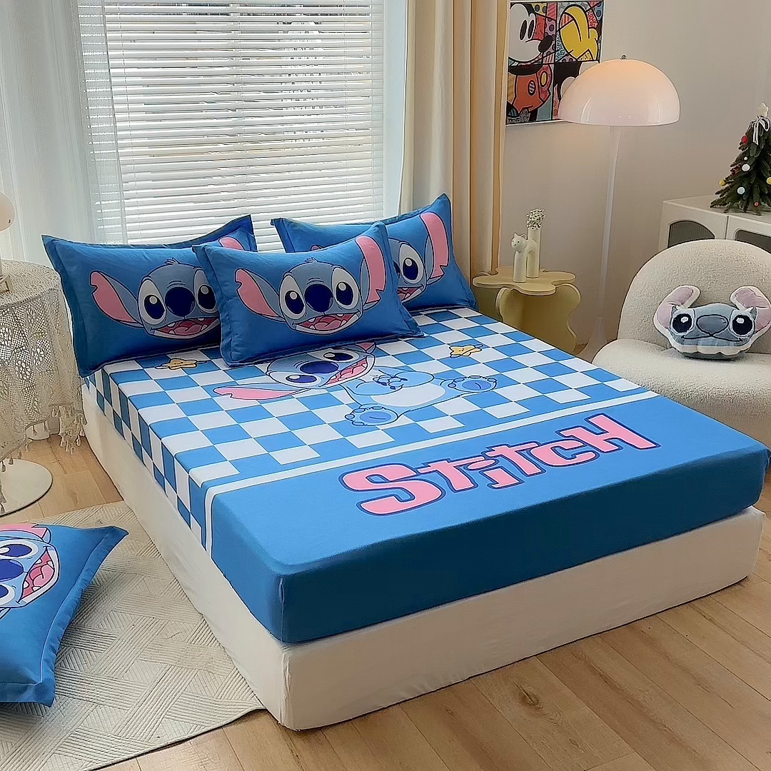 91家纺网 家纺一手货源 找家纺 一电 2026新款卡通磨毛床笠单品床笠单件-第一批 蓝格史迪仔