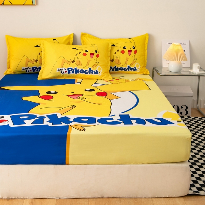 91家纺网 家纺一手货源 找家纺 一电 2026新款卡通磨毛床笠单品床笠单件-第一批 淘气皮卡丘