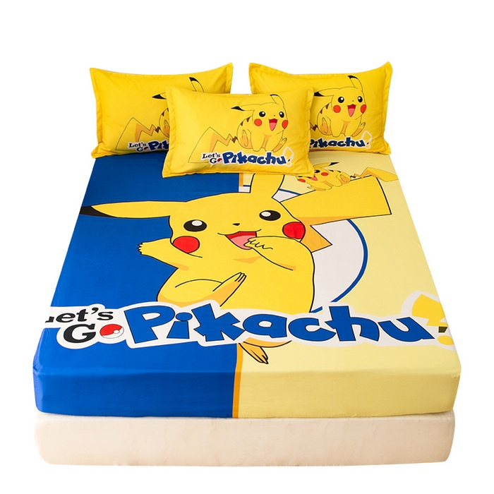 91家纺网 家纺一手货源 找家纺 一电 2026新款卡通磨毛床笠单品床笠单件-第一批 淘气皮卡丘