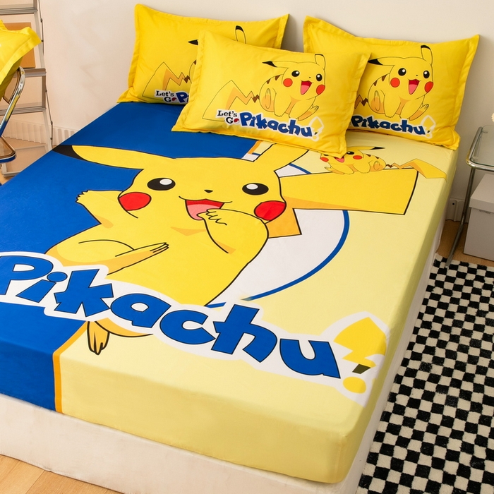 91家纺网 家纺一手货源 找家纺 一电 2026新款卡通磨毛床笠单品床笠单件-第一批 淘气皮卡丘