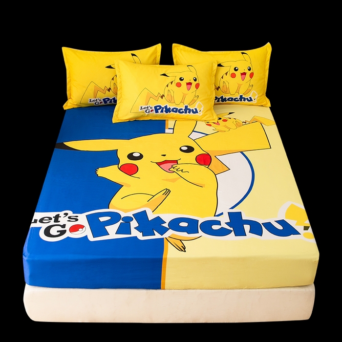 91家纺网 家纺一手货源 找家纺 一电 2026新款卡通磨毛床笠单品床笠单件-第一批 淘气皮卡丘