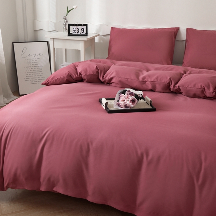 91家纺网 家纺一手货源 找家纺 宇淳国际 2026新款纯色水洗棉单被套被套单件 深豆沙