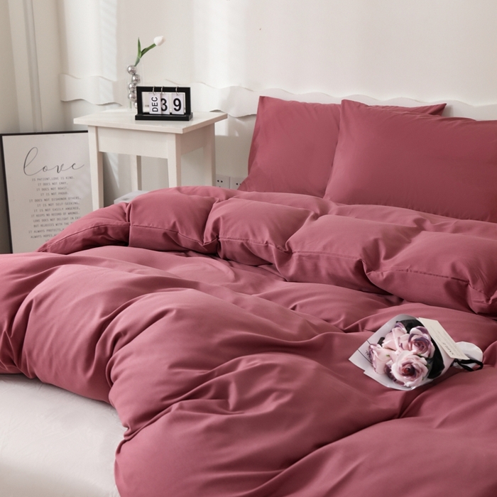 91家纺网 家纺一手货源 找家纺 宇淳国际 2026新款纯色水洗棉单被套被套单件 深豆沙