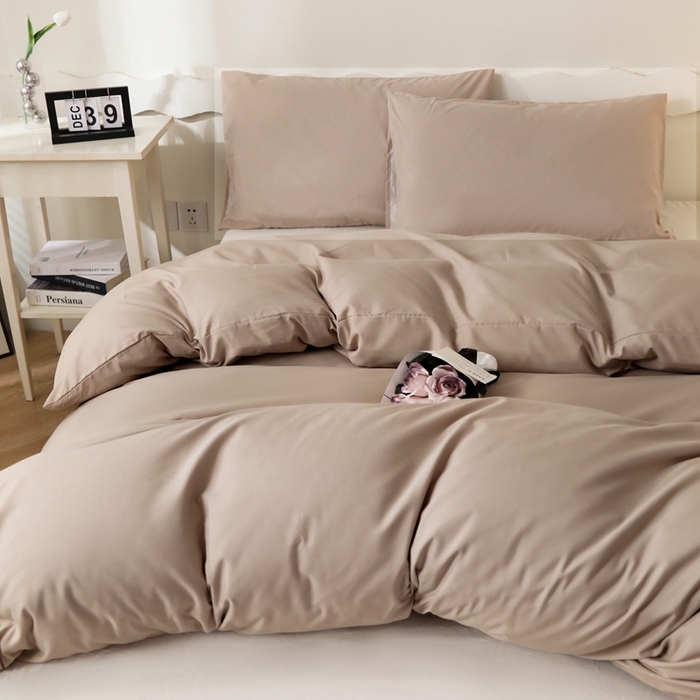 91家纺网 家纺一手货源 找家纺 宇淳国际 2026新款纯色水洗棉单被套被套单件 卡其