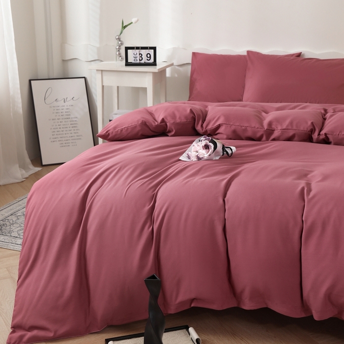 91家纺网 家纺一手货源 找家纺 宇淳国际 2026新款纯色水洗棉单被套被套单件 深豆沙