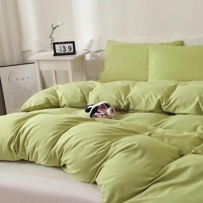 91家纺网 家纺一手货源 找家纺 宇淳国际 2026新款纯色水洗棉单被套被套单件 草绿