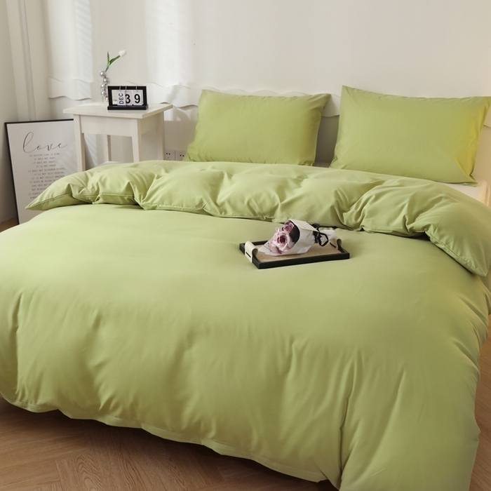 91家纺网 家纺一手货源 找家纺 宇淳国际 2026新款纯色水洗棉单被套被套单件 草绿