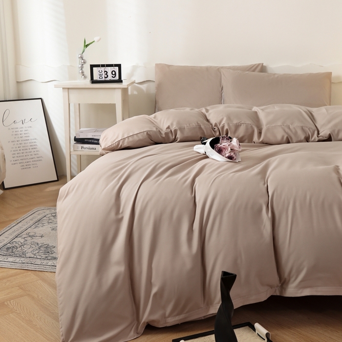 91家纺网 家纺一手货源 找家纺 宇淳国际 2026新款纯色水洗棉单被套被套单件 卡其