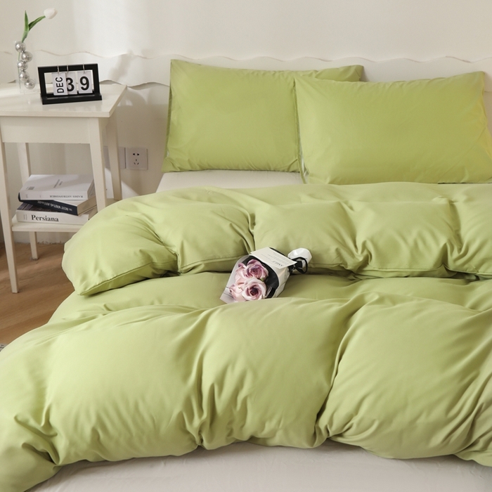 91家纺网 家纺一手货源 找家纺 宇淳国际 2026新款纯色水洗棉单被套被套单件 草绿