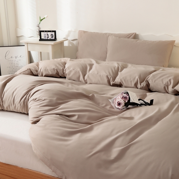 91家纺网 家纺一手货源 找家纺 宇淳国际 2026新款纯色水洗棉单被套被套单件 卡其