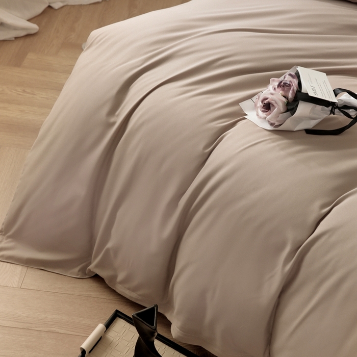 91家纺网 家纺一手货源 找家纺 宇淳国际 2026新款纯色水洗棉单被套被套单件 卡其