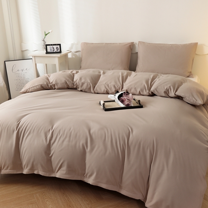 91家纺网 家纺一手货源 找家纺 宇淳国际 2026新款纯色水洗棉单被套被套单件 卡其