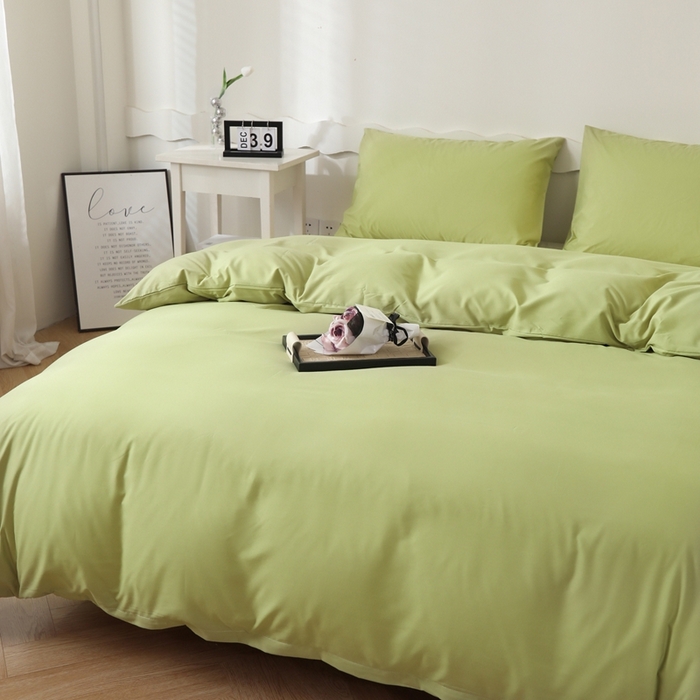 91家纺网 家纺一手货源 找家纺 宇淳国际 2026新款纯色水洗棉单被套被套单件 草绿