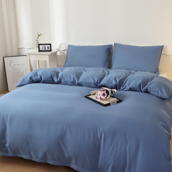 91家纺网 家纺一手货源 找家纺 宇淳国际 2026新款纯色水洗棉单被套被套单件 深蓝