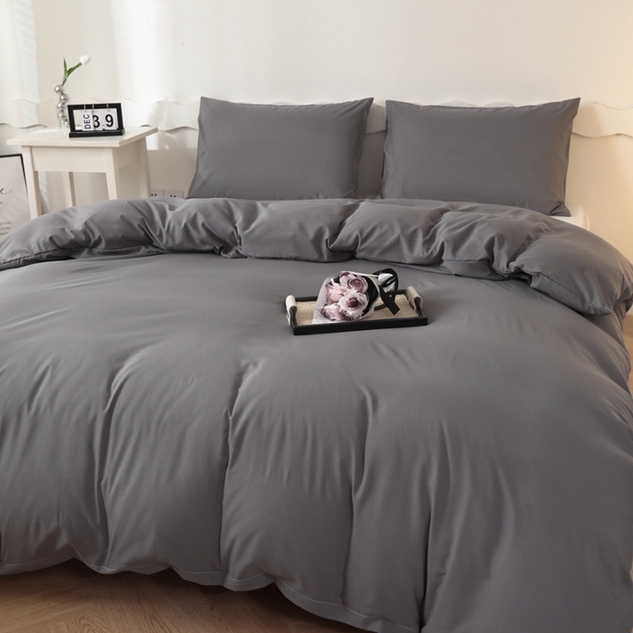 91家纺网 家纺一手货源 找家纺 宇淳国际 2026新款纯色水洗棉单被套被套单件 深灰