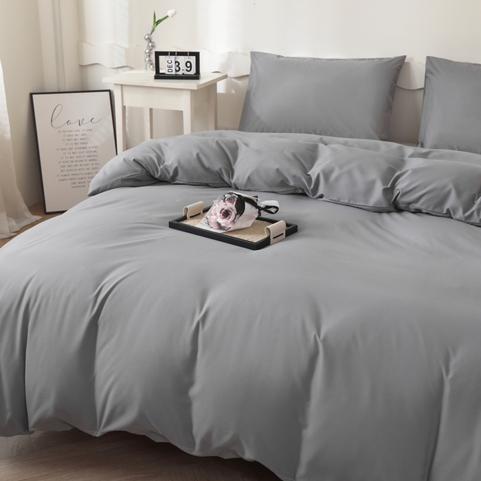 91家纺网 家纺一手货源 找家纺 宇淳国际 2026新款纯色水洗棉单被套被套单件 浅灰
