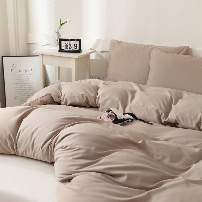 91家纺网 家纺一手货源 找家纺 宇淳国际 2026新款纯色水洗棉单被套被套单件 卡其