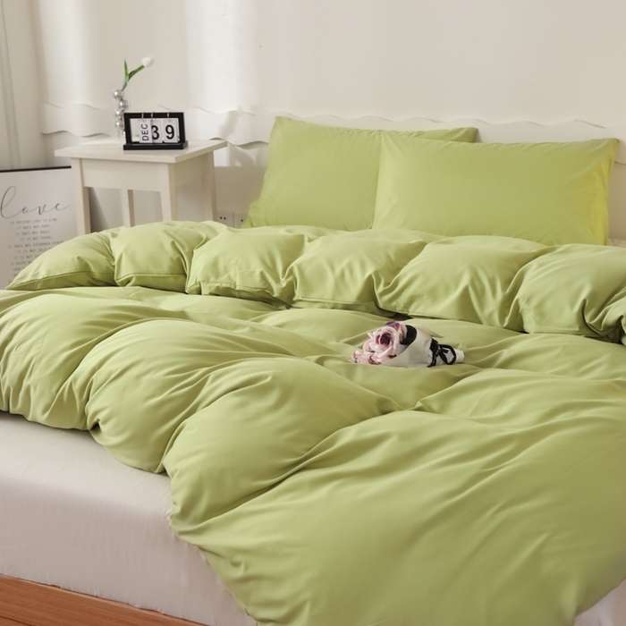 91家纺网 家纺一手货源 找家纺 宇淳国际 2026新款纯色水洗棉单被套被套单件 草绿