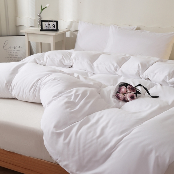 91家纺网 家纺一手货源 找家纺 宇淳国际 2026新款纯色水洗棉单被套被套单件 白色