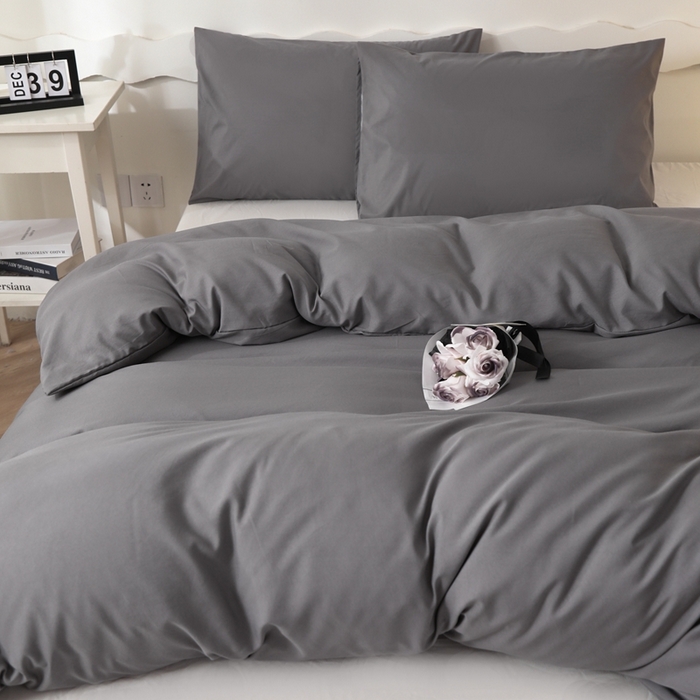 91家纺网 家纺一手货源 找家纺 宇淳国际 2026新款纯色水洗棉单被套被套单件 深灰