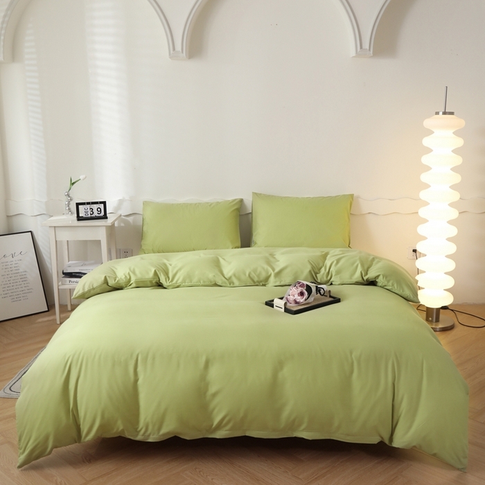 91家纺网 家纺一手货源 找家纺 宇淳国际 2026新款纯色水洗棉单被套被套单件 草绿