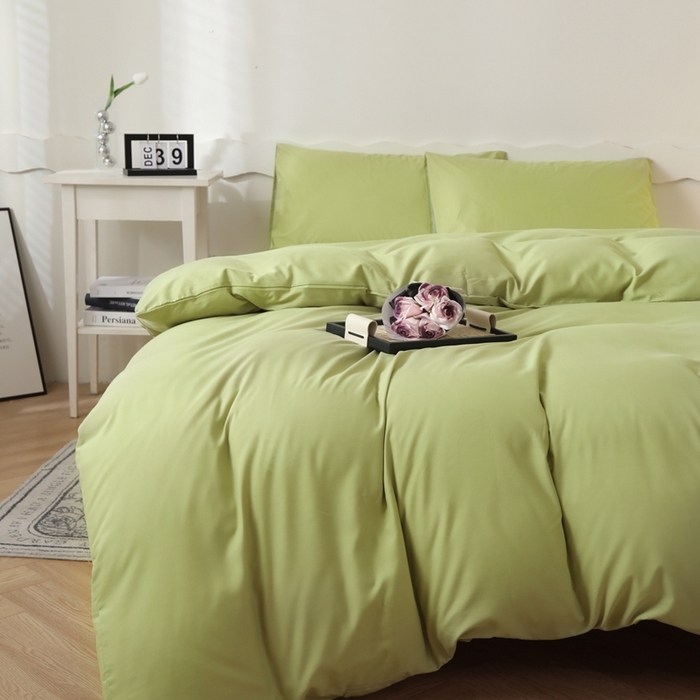 91家纺网 家纺一手货源 找家纺 宇淳国际 2026新款纯色水洗棉单被套被套单件 草绿