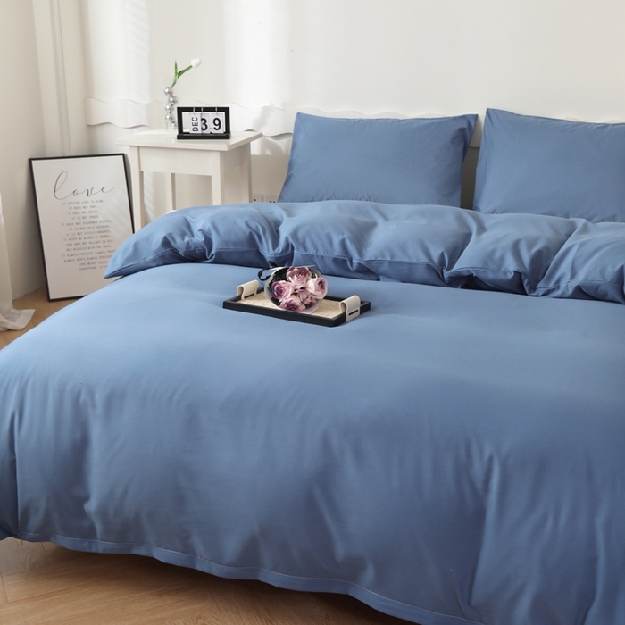 91家纺网 家纺一手货源 找家纺 宇淳国际 2026新款纯色水洗棉单被套被套单件 深蓝