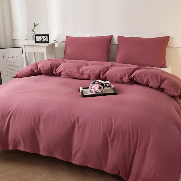 91家纺网 家纺一手货源 找家纺 宇淳国际 2026新款纯色水洗棉单被套被套单件 深豆沙