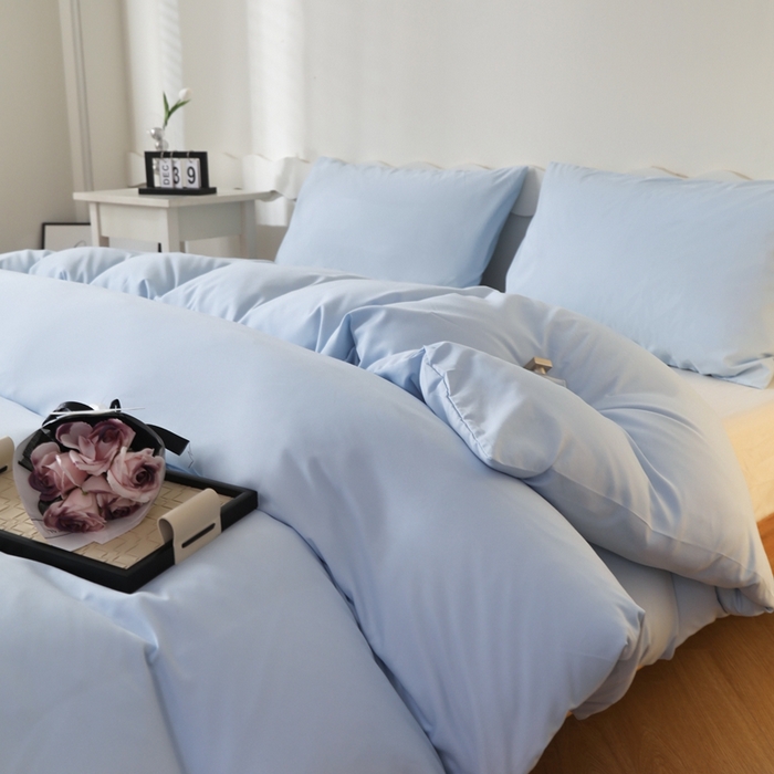 宇淳国际 2026新款纯色水洗棉单被套被套单件 天蓝