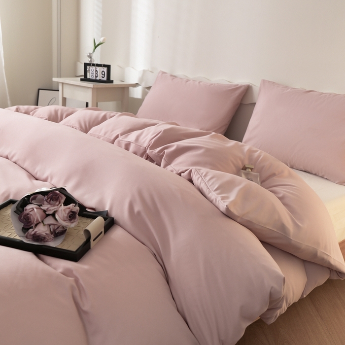 宇淳国际 2026新款纯色水洗棉单被套被套单件 浅粉