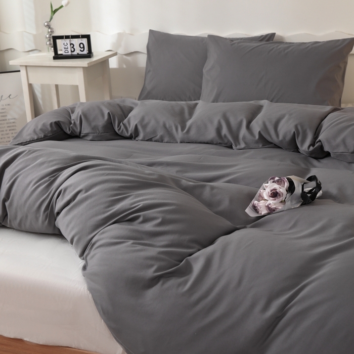 91家纺网 家纺一手货源 找家纺 宇淳国际 2026新款纯色水洗棉单被套被套单件 深灰